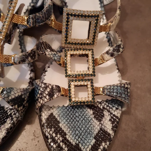 Ilasio Renzoni Animal Print Sandal Jewels Ankle Strap - Picture 8 of 9